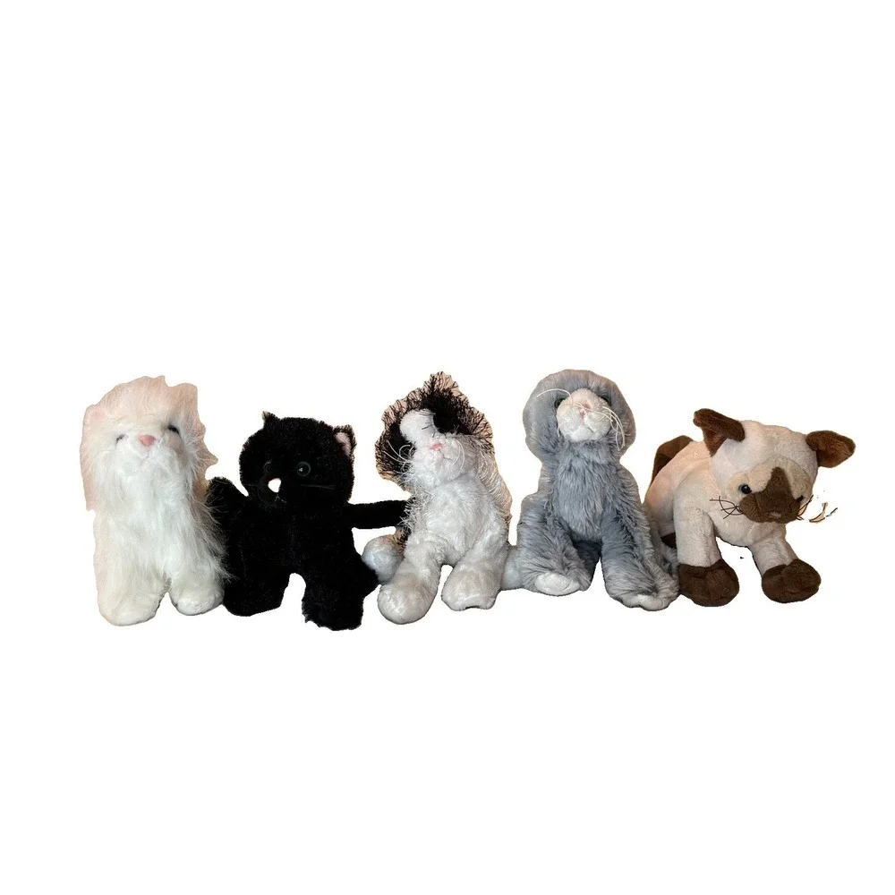 Ganz Webkinz Cats Bundle Persian Siamese Black Cat Gray Cat Plush No Codes